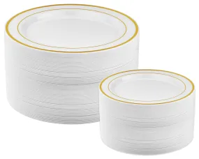 50-Pc Plastic Gold Plates, 25 Plastic Dinner Plates & 25 Salad Small Plastic