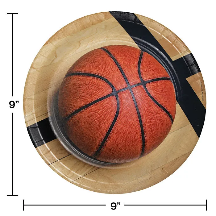 Bulk Basketball Paper Dinner Plates (96 per Case)