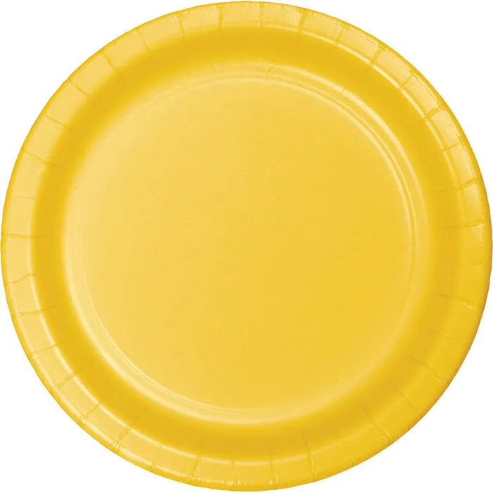 Bulk School Bus Yellow Value Friendly 8.75 inch Paper Dinner Plates (96 per Case)