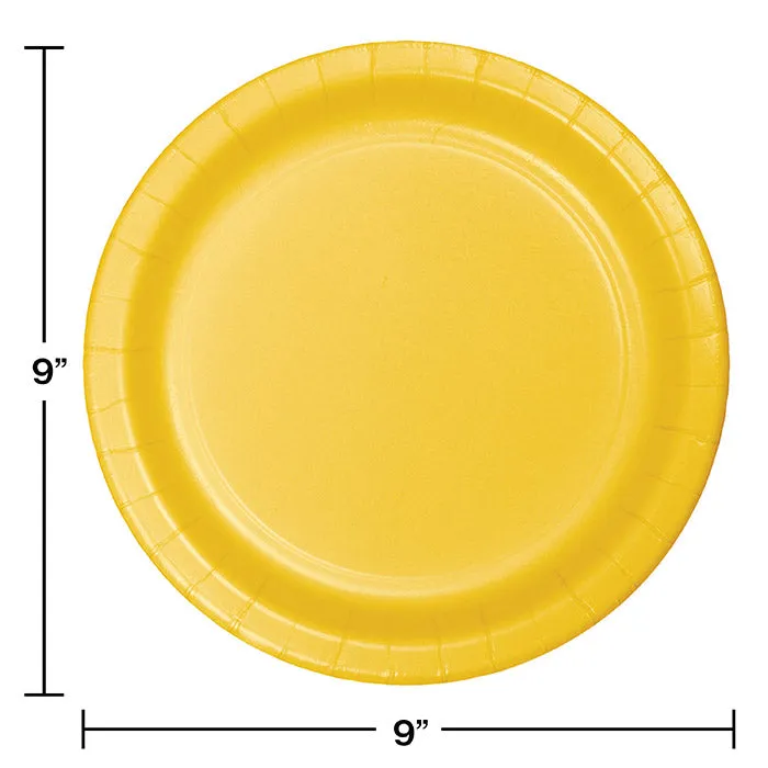 Bulk School Bus Yellow Value Friendly 8.75 inch Paper Dinner Plates (96 per Case)