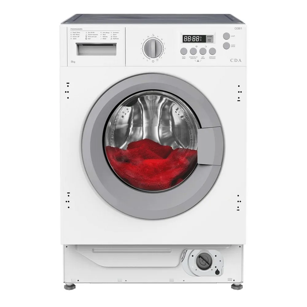 Cda CI381 8kg 1400 Spin Integrated Washing Machine, 59.5cm Wide - White