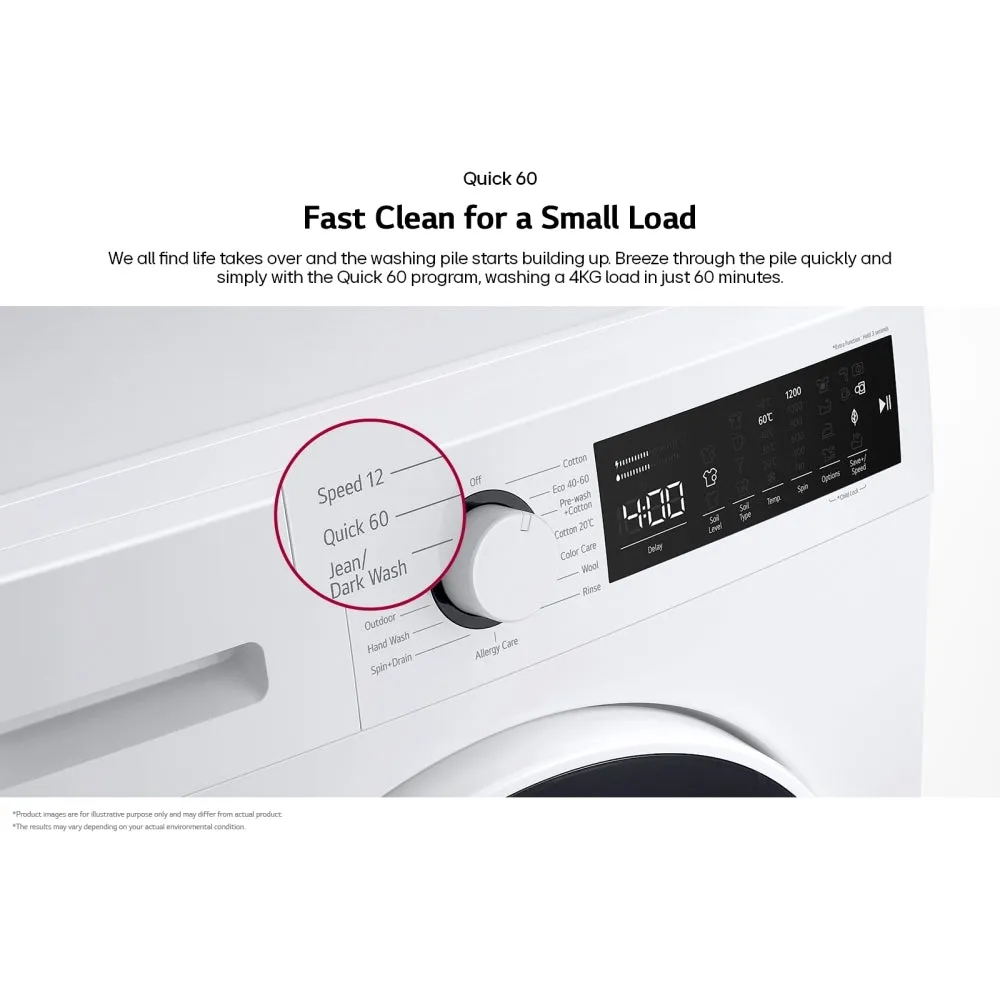 LG F2T208WSE 8kg 1200 Spin Washing Machine, White