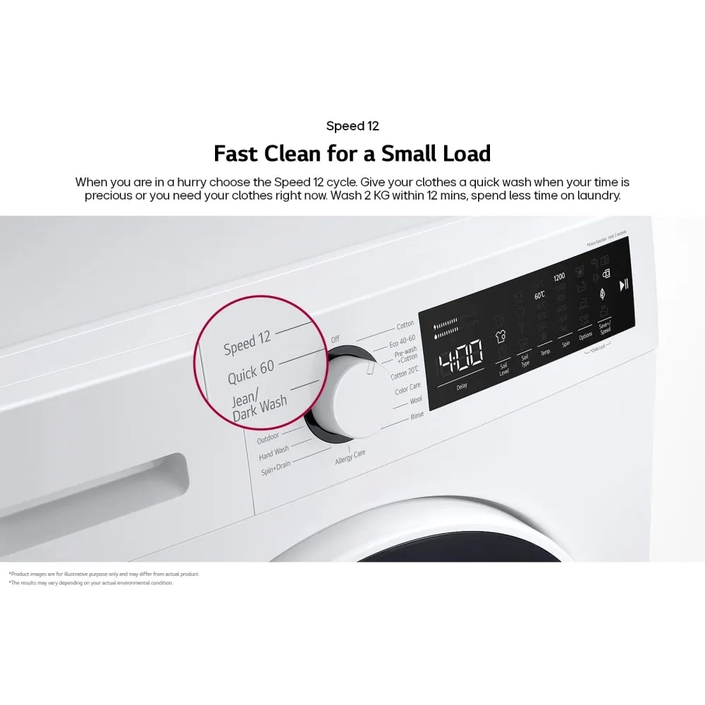 LG F2T208WSE 8kg 1200 Spin Washing Machine, White