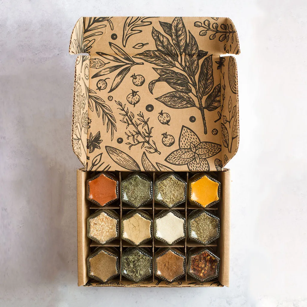 Rustic Wall Spice Rack - Your Choice of 12 Organic Seasonings