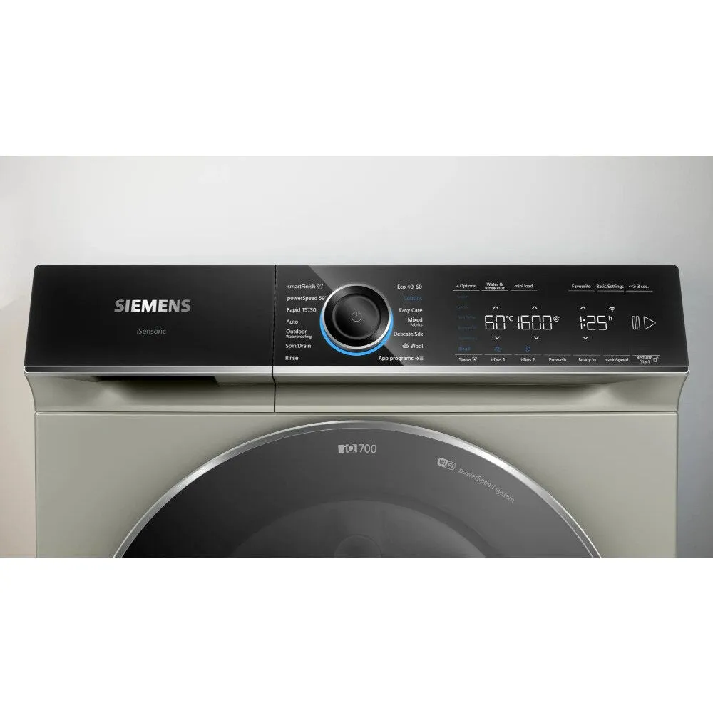 Siemens WG56B2ATGB Washing Machine, 10kg, 1600 Spin, Silver Inox, A Rated